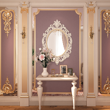 Double wood frame wall decor with acanthus leaves Classical style